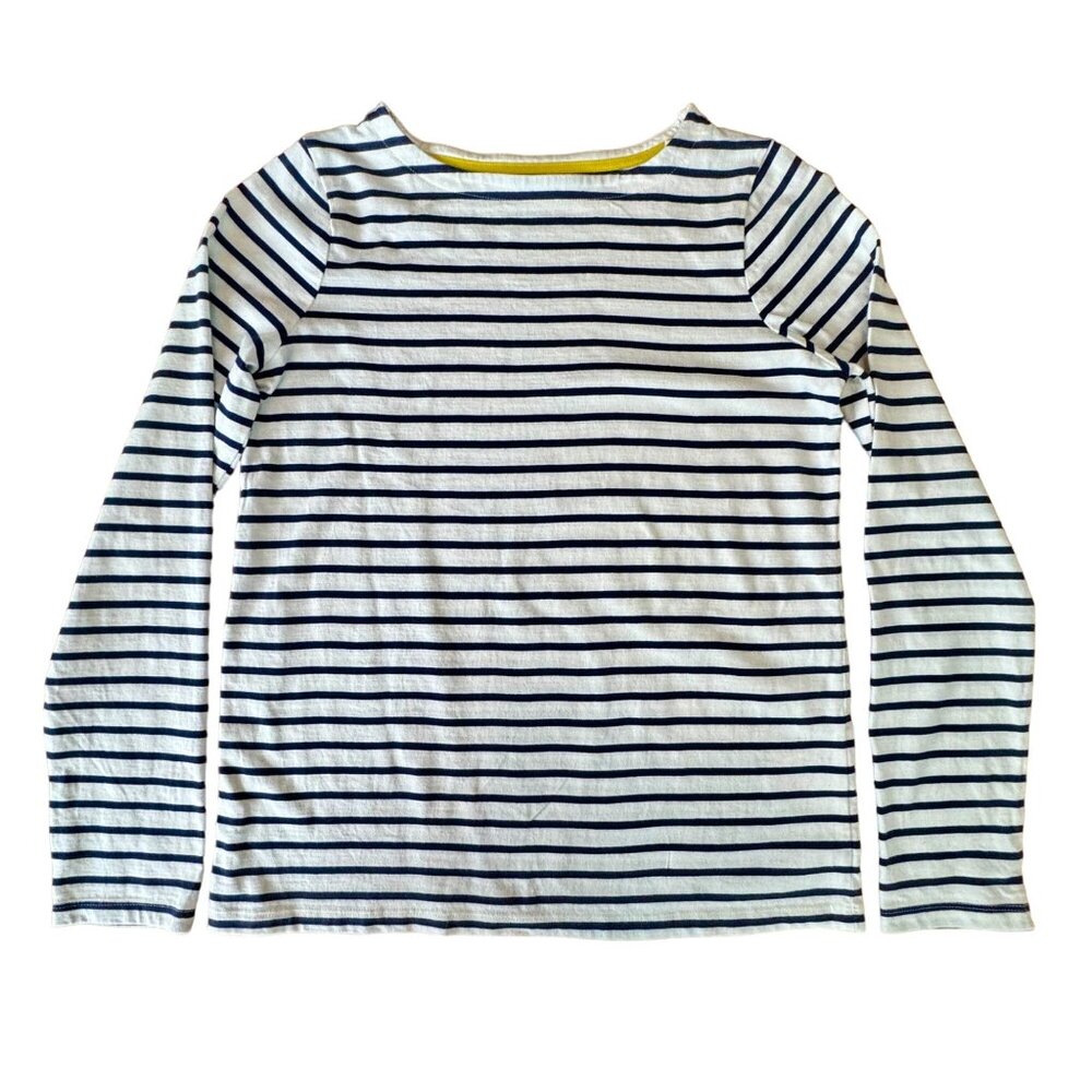 MINI BODEN Ella Breton Shirt Girls 13-14 Long Sleeve Striped T-Shirt Top White